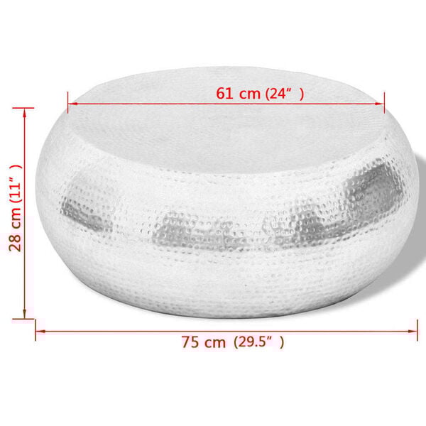 vidaXL Stolić za kavu od čekićanog aluminija srebrni