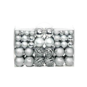 vidaXL Set božićnih kuglica 100 komada 3/4/6 cm srebrni