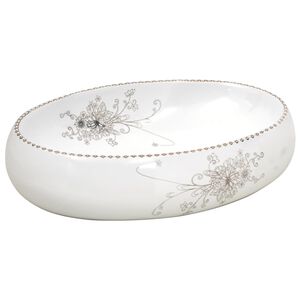 vidaXL Nadgradni umivaonik bijeli ovalni 59 x 40 x 15 cm keramički