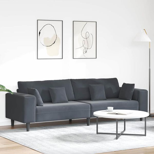 vidaXL Sofa s jastukom Tamno siva 250 x 77 x 76 cm Baršun