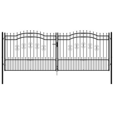 vidaXL Vrata za ogradu sa šiljcima crna 406x198 cm čelična