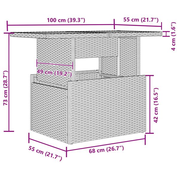 vidaXL Sjedeća garnitura za vrt 7 pcs Crna poliratan