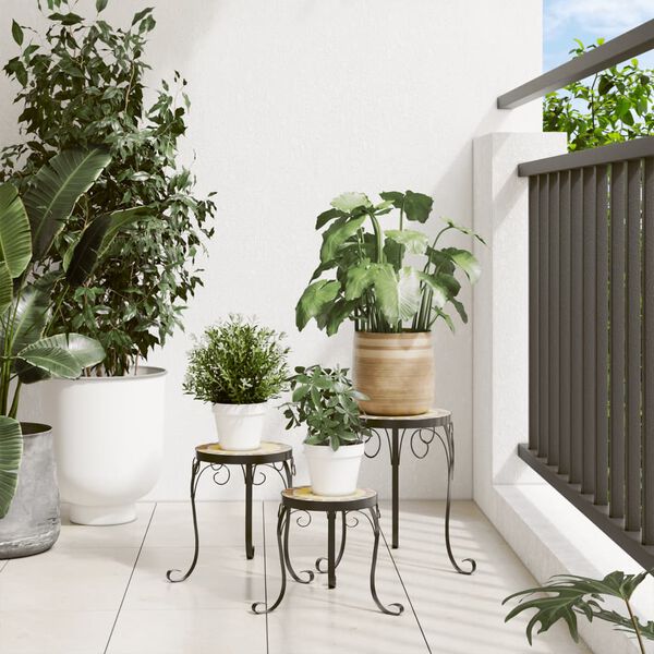 vidaXL Stalci za biljke 3 kom terakota i bijeli keramički