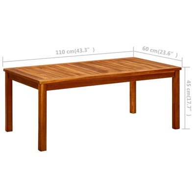 vidaXL Vrtni stolić za kavu 110 x 60 x 45 cm masivno bagremovo drvo