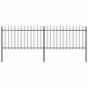 vidaXL Vrtna ograda s vrhom koplja Čelik 337x100 cm Crna