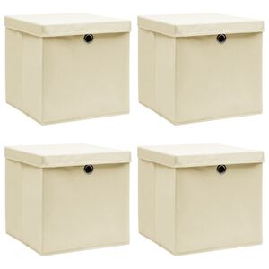 vidaXL Kutije za pohranu s poklopcima 4 kom krem 32x32x32 cm tkanina