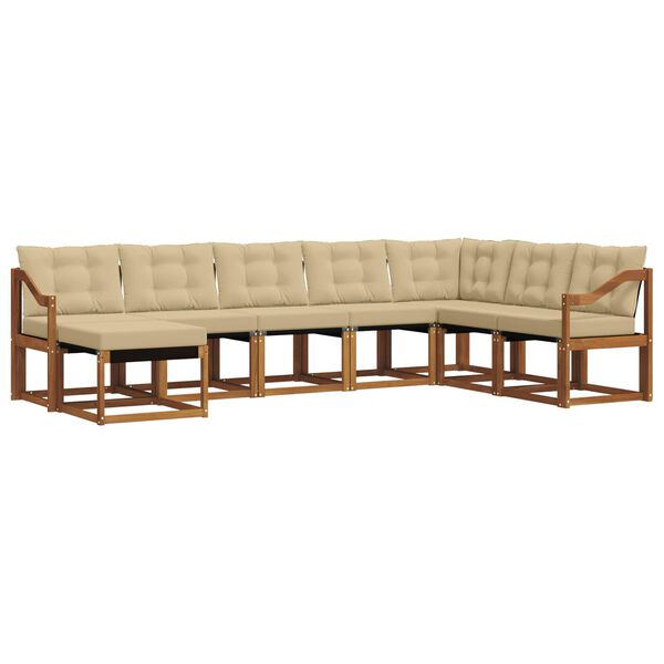 vidaXL Set vanjskih sofa s jastukom 8 pcs Prirodna i bež