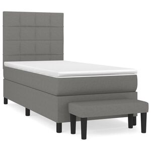 vidaXL Okvir kreveta s oprugama i madrac tamnosivi 80x200cm od tkanine