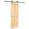 vidaXL Klizna vrata Prirodna i crna 70 x 210 cm Čvrsta borovina