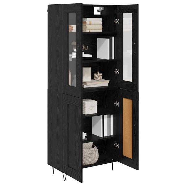 vidaXL Highboard Crni hrast 69,5 x 34 x 90 cm Konstruirano drvo