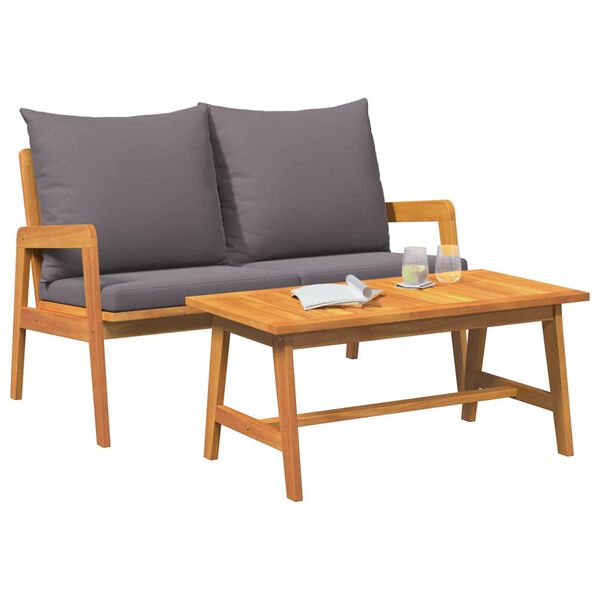 vidaXL Bistro set s jastukom 2 pcs Prirodna nafta Čvrsto drvo akacije