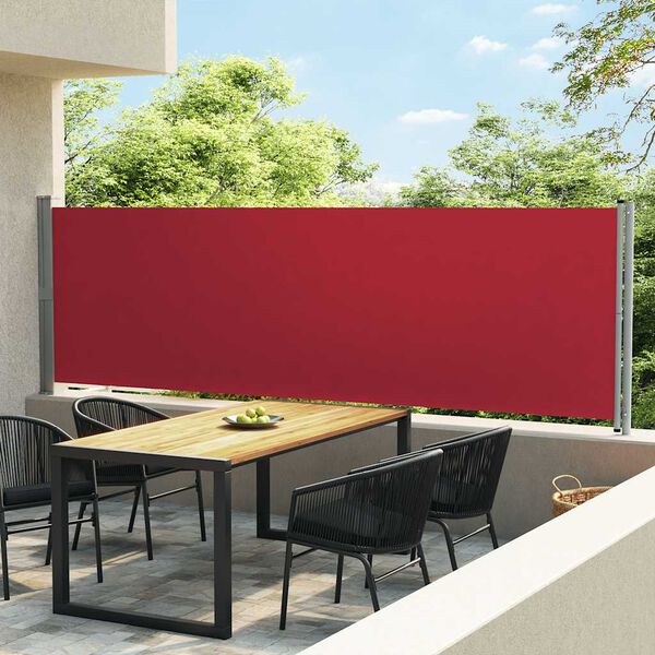 vidaXL Uvlačiva bočna tenda za terasu 140 x 600 cm crvena