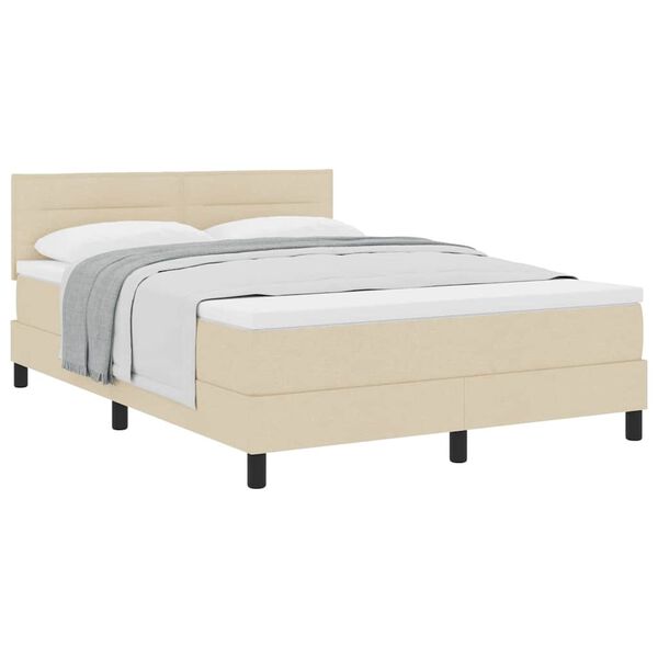 vidaXL Boxspring krevet s madracem Krema 140 x 200 cm tkanina