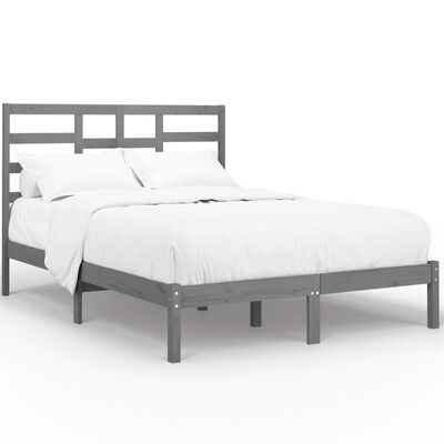 vidaXL Okvir za krevet od masivnog drva sivi 150 x 200 cm veliki
