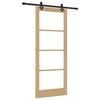 vidaXL Klizna vrata Prirodna 86 x 211 cm Masivna borovina i staklo