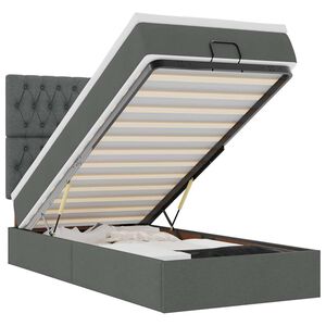 vidaXL Otomanski krevet s madracem i LED tamnosivi 80x200cm tkanina