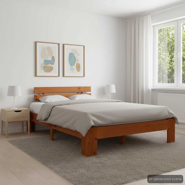 vidaXL Okvir za krevet od masivne borovine boja meda 140 x 200 cm