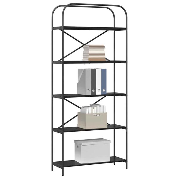 vidaXL Polica Crni hrast 80 x 30 x 183 cm Konstruirano drvo