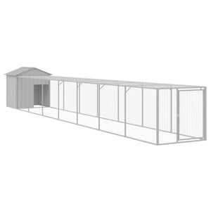 vidaXL Kavez za koko&scaron;i s igrali&scaron;tem svjetlosivi 117x813x123 cm čelični