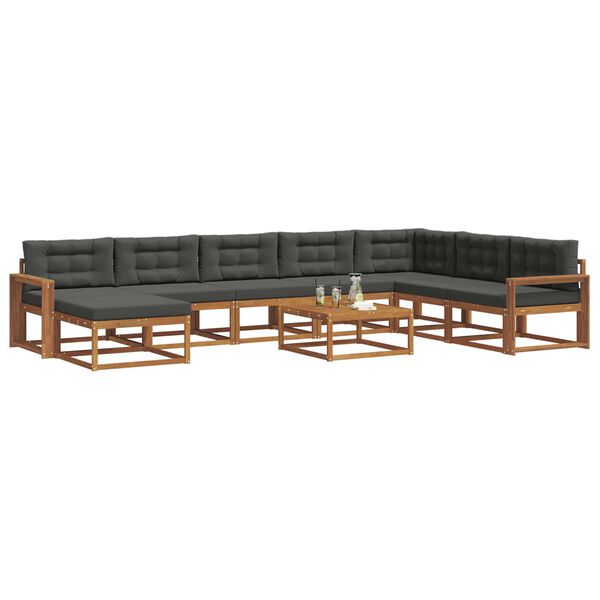 vidaXL Set vanjskih sofa s jastukom 9 pcs Prirodna i antracit