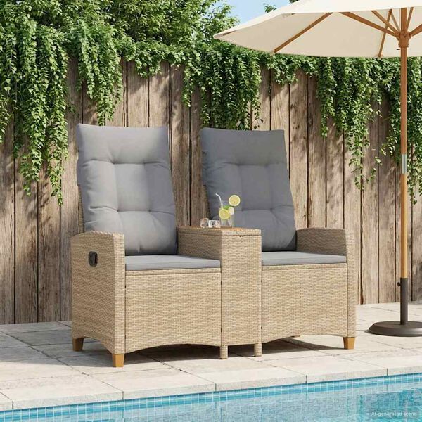 vidaXL Rekreativna klupa s stolom Bež i svijetlo siva poliratan