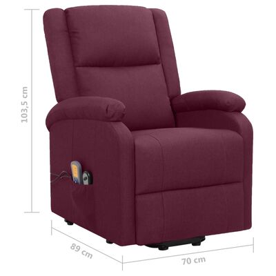 vidaXL Masažna fotelja na podizanje od tkanine ljubičasta