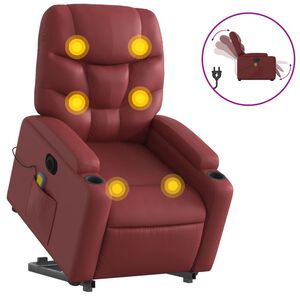 vidaXL Električni masažni naslonjač na podizanje crvena boja vina