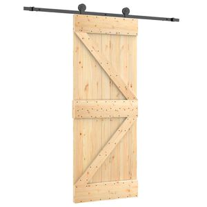vidaXL Klizna vrata Prirodna i crna 70 x 210 cm Čvrsta borovina