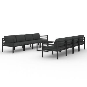vidaXL 9-dijelna vrtna garnitura s jastucima aluminijska antracit