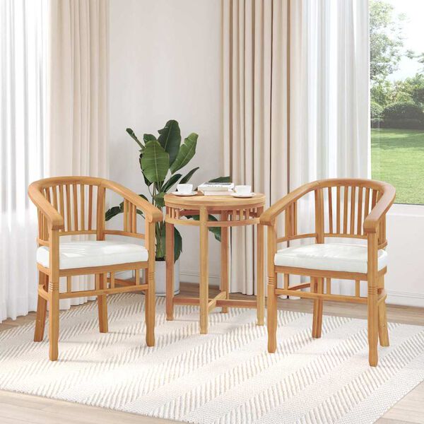 vidaXL Stolica s jastukom 2 pcs Smeđa 63 x 58 x 89 cm Čvrsto teak drvo