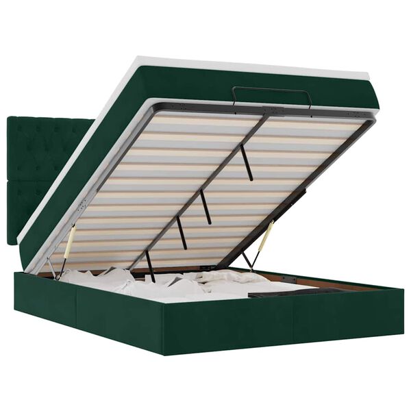 vidaXL Otomanski krevet s madracima tamnozeleni 140x200 cm bar&scaron;unasti
