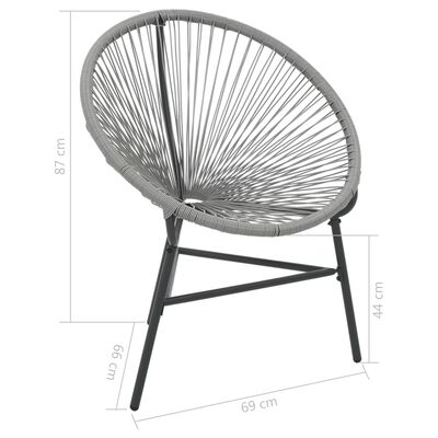 vidaXL Vrtna okrugla stolica od poliratana siva