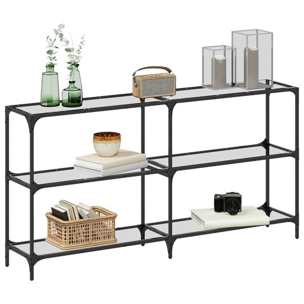 vidaXL Stolić s prozirnom staklenom površinom 158,5x30x81 cm čelik