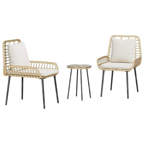 vidaXL Vrtni set za objed 3 pcs Smeđa i krem poliratan