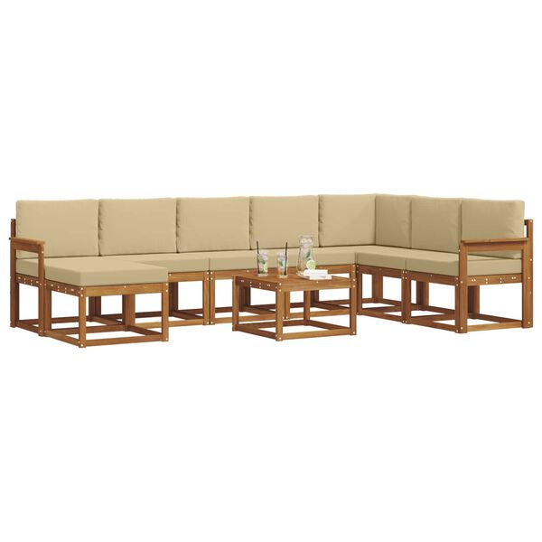 vidaXL Set vanjskih sofa s jastukom 9 pcs Prirodna i bež