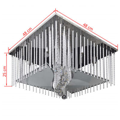 Kvadratna kristalna stropna lampa s aluminijskim vrpcama
