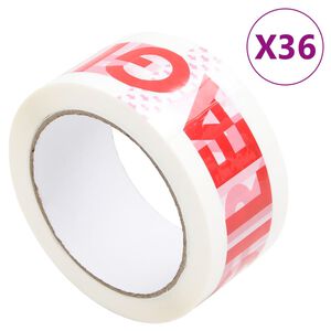 vidaXL Traka za pakiranje 36 kom s natpisom FRAGILE bijela 48mm x 66 m