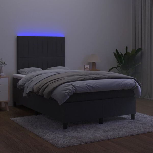 vidaXL Krevet box spring s madracem LED crni 120 x 190 cm bar&scaron;unasti