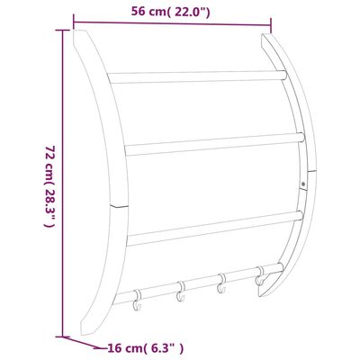 vidaXL Stalak za ručnike s kukama srebrni 56 x 16 x 72 cm aluminijski