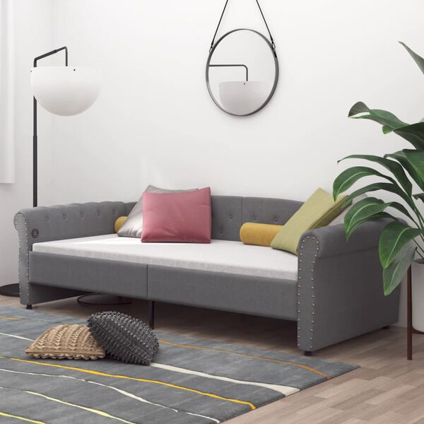 vidaXL Dnevni ležaj s madracem i USB-om svjetlosivi tkanina 90x200 cm