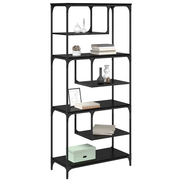 vidaXL Police za knjige Crni hrast 81 x 36 x 176 cm Konstruirano drvo