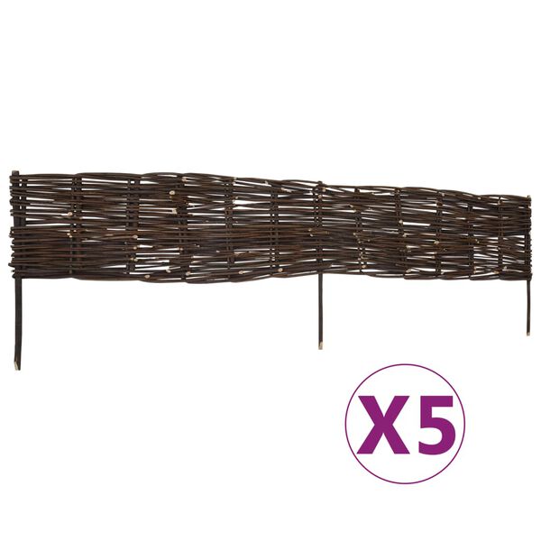 vidaXL Vrtne ograde od vrbe 5 kom 120 x 35 cm