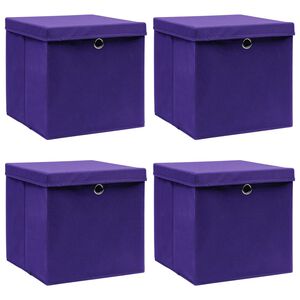 vidaXL Kutije za pohranu s poklopcima 4 kom 28 x 28 x 28 cm ljubičaste