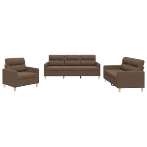 vidaXL 3-dijelni set sofa s jastucima smeđi od tkanine