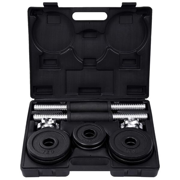 vidaXL 19-dijelni set jednoručnih utega od lijevanog željeza 15 kg