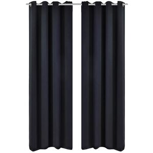 2 zavjese s metalnim ringovima, 135 x 245, crne