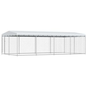 vidaXL Vanjski kavez za pse s krovom 7,6 x 3,8 x 2,3 m