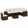 vidaXL 7-dijelni set vrtnih sofa od poliratana s jastucima smeđi