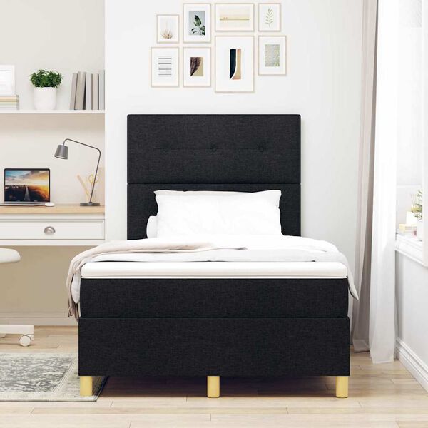 vidaXL Krevet s opruga kutije s madracem Crna 120 x 190 cm tkanina