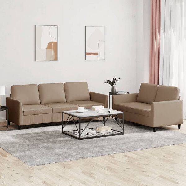 vidaXL 2-dijelni set sofa s jastucima boja cappuccina od umjetne kože